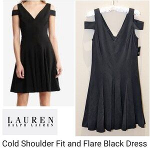 Lauren Ralph Lauren Cut-Out Fit & Flare Cocktail Black Dress